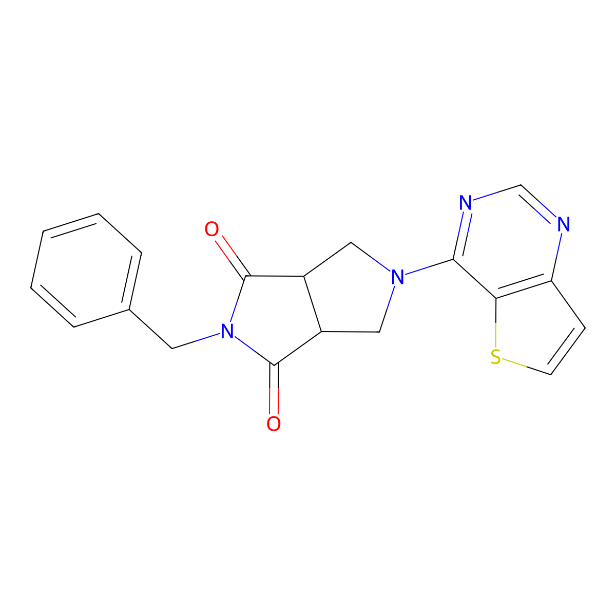 2-Benzyl-5-{thieno[3,2-d]pyrimidin-4-yl}-octahydropyrrolo[3,4-c]pyrrole-1,3-dione molecular structure, CAS 2415500-39-7