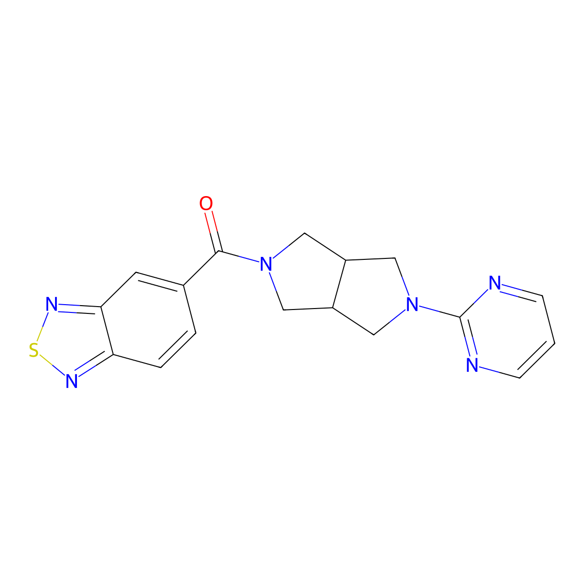 5-[5-(Pyrimidin-2-yl)-octahydropyrrolo[3,4-c]pyrrole-2-carbonyl]-2,1,3-benzothiadiazole molecular structure, CAS 2415500-40-0
