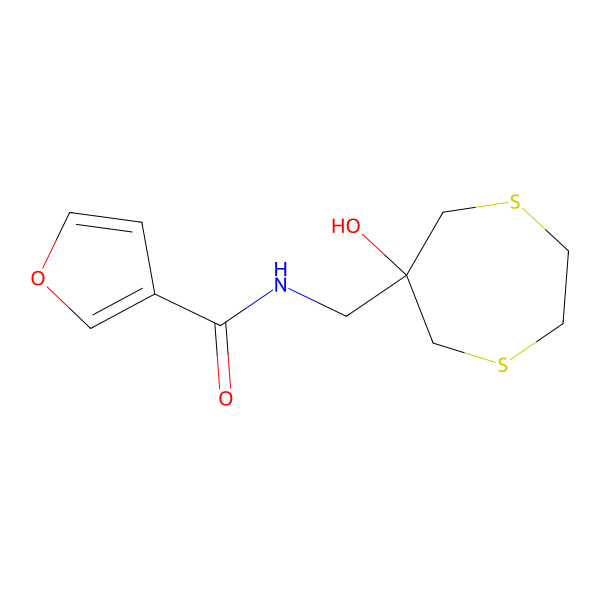 N-[(6-Hydroxy-1,4-dithiepan-6-yl)methyl]furan-3-carboxamide molecular structure, CAS 2415500-49-9