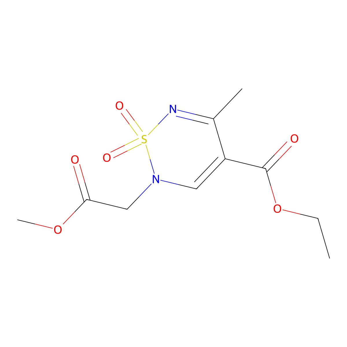 ethyl 2-(2-methoxy-2-oxoethyl)-5-methyl-1,1-dioxo-2H-1lambda6,2,6-thiadiazine-4-carboxylate molecular structure, CAS 2415500-53-5