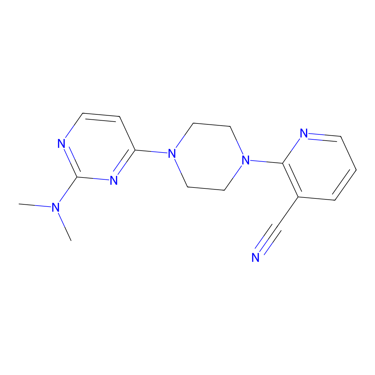 2-{4-[2-(Dimethylamino)pyrimidin-4-yl]piperazin-1-yl}pyridine-3-carbonitrile molecular structure, CAS 2415500-56-8