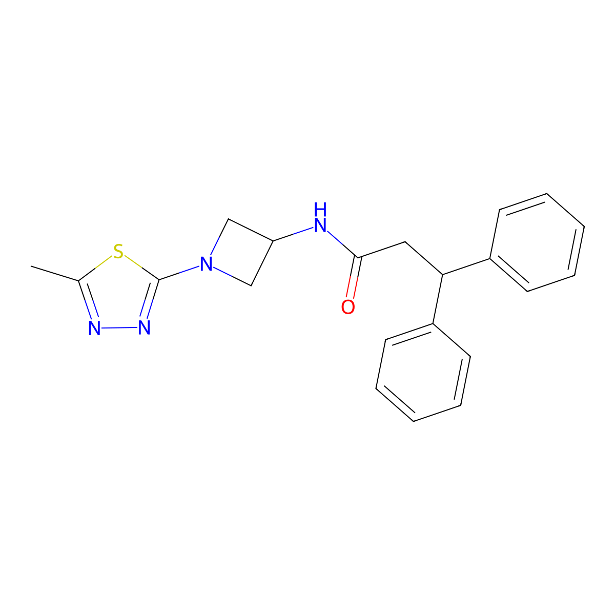 N-[1-(5-methyl-1,3,4-thiadiazol-2-yl)azetidin-3-yl]-3,3-diphenylpropanamide molecular structure, CAS 2415500-61-5