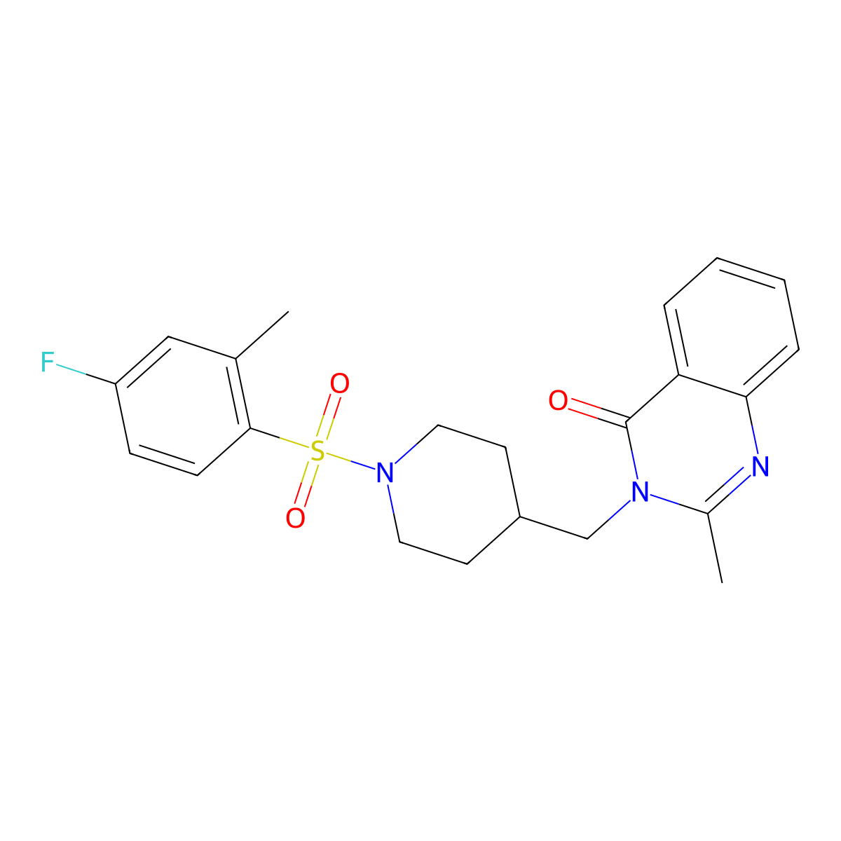 3-{[1-(4-Fluoro-2-methylbenzenesulfonyl)piperidin-4-yl]methyl}-2-methyl-3,4-dihydroquinazolin-4-one molecular structure, CAS 2415500-73-9