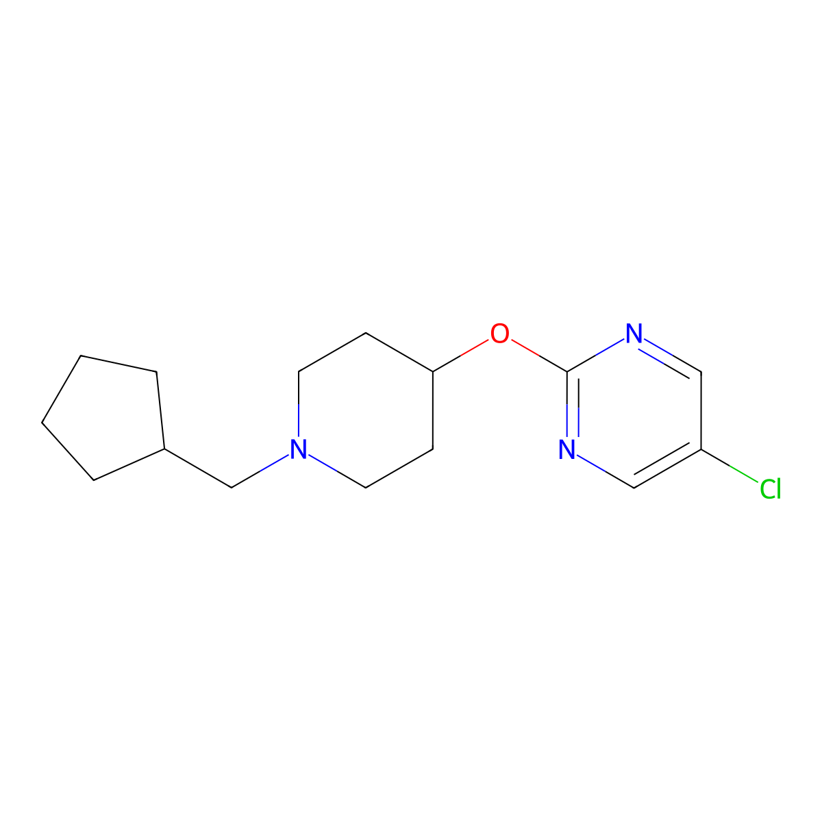 5-Chloro-2-{[1-(cyclopentylmethyl)piperidin-4-yl]oxy}pyrimidine molecular structure, CAS 2415500-76-2