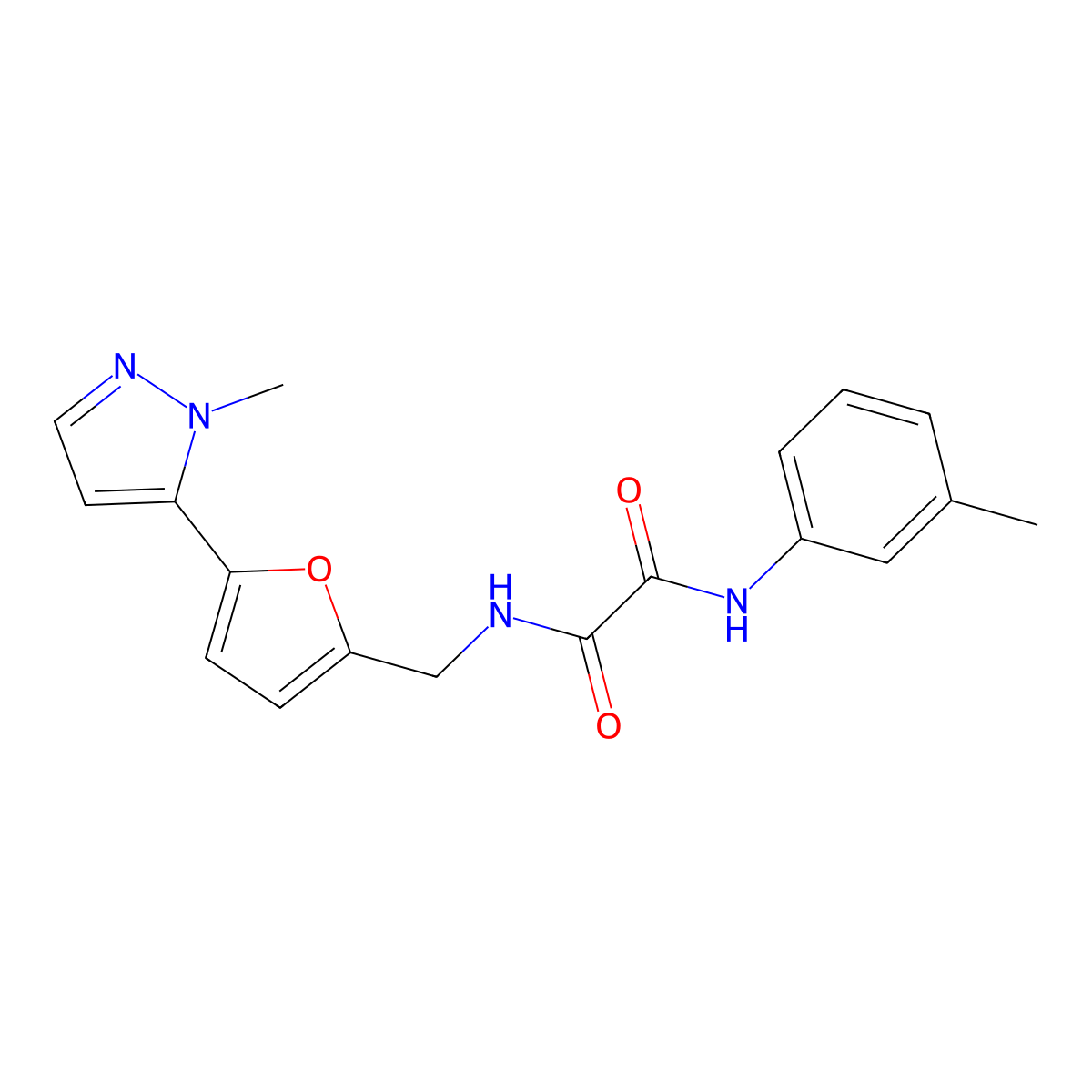 N-{[5-(1-methyl-1H-pyrazol-5-yl)furan-2-yl]methyl}-N'-(3-methylphenyl)ethanediamide molecular structure, CAS 2415500-79-5