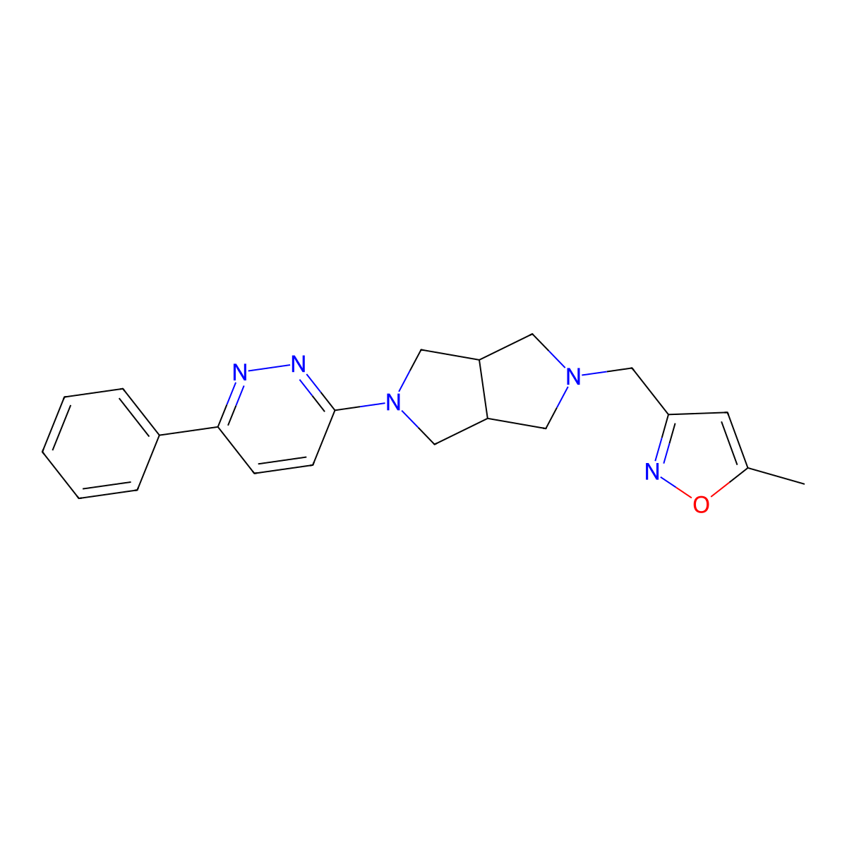 3-{5-[(5-Methyl-1,2-oxazol-3-yl)methyl]-octahydropyrrolo[3,4-c]pyrrol-2-yl}-6-phenylpyridazine molecular structure, CAS 2415500-80-8