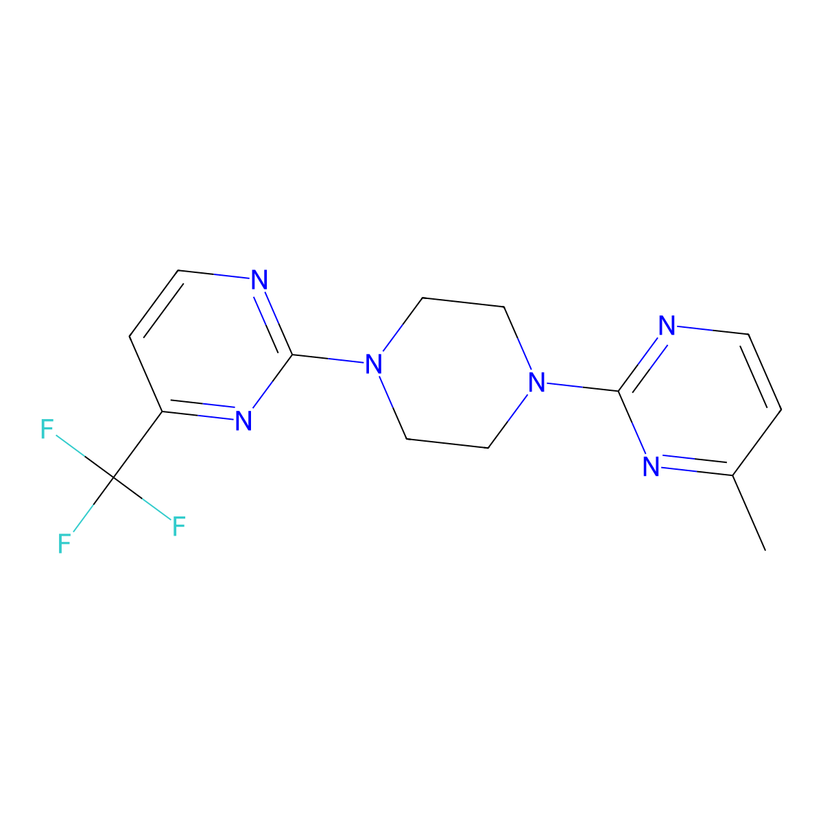 4-Methyl-2-{4-[4-(trifluoromethyl)pyrimidin-2-yl]piperazin-1-yl}pyrimidine molecular structure, CAS 2415500-82-0