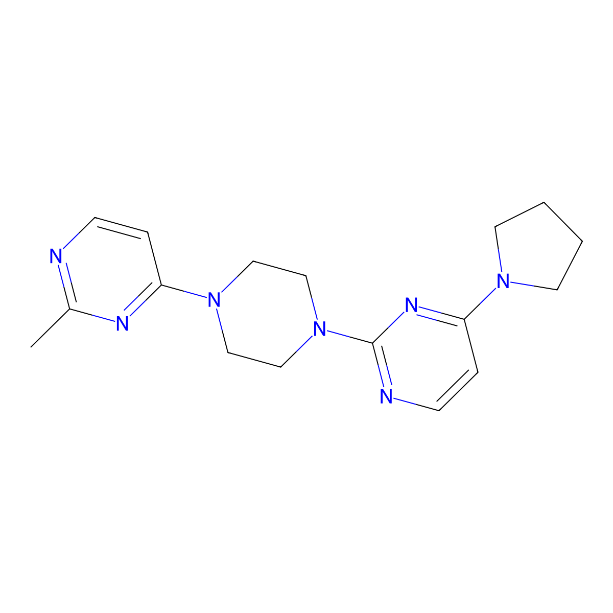 2-[4-(2-Methylpyrimidin-4-yl)piperazin-1-yl]-4-(pyrrolidin-1-yl)pyrimidine molecular structure, CAS 2415500-83-1
