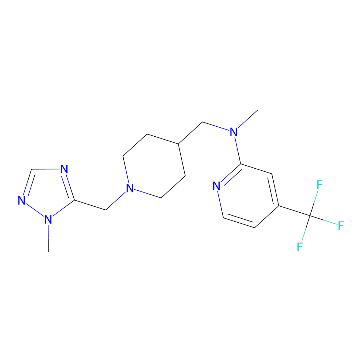 N-methyl-N-({1-[(1-methyl-1H-1,2,4-triazol-5-yl)methyl]piperidin-4-yl}methyl)-4-(trifluoromethyl)pyridin-2-amine molecular structure, CAS 2415500-89-7