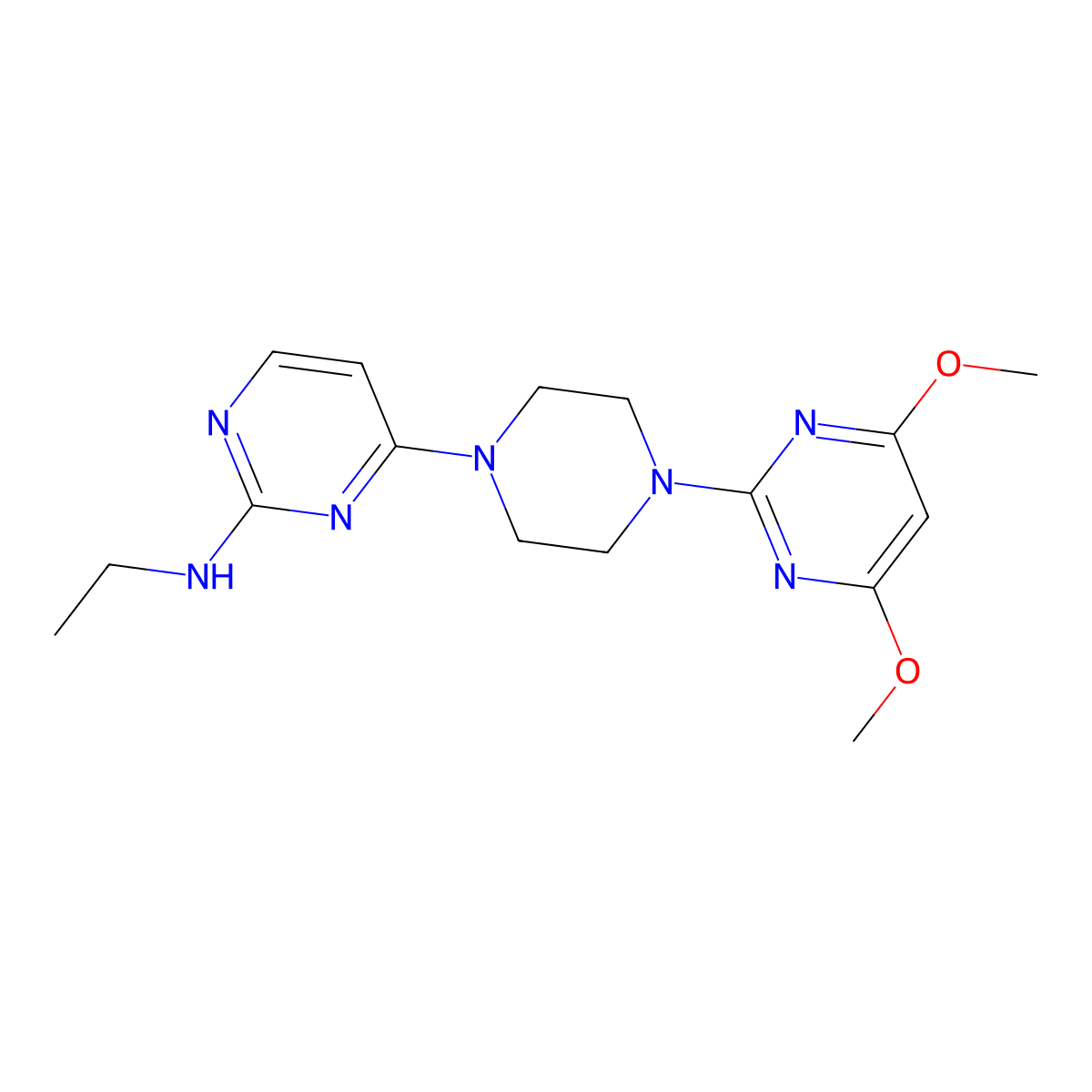 4-[4-(4,6-Dimethoxypyrimidin-2-yl)piperazin-1-yl]-N-ethylpyrimidin-2-amine molecular structure, CAS 2415500-95-5