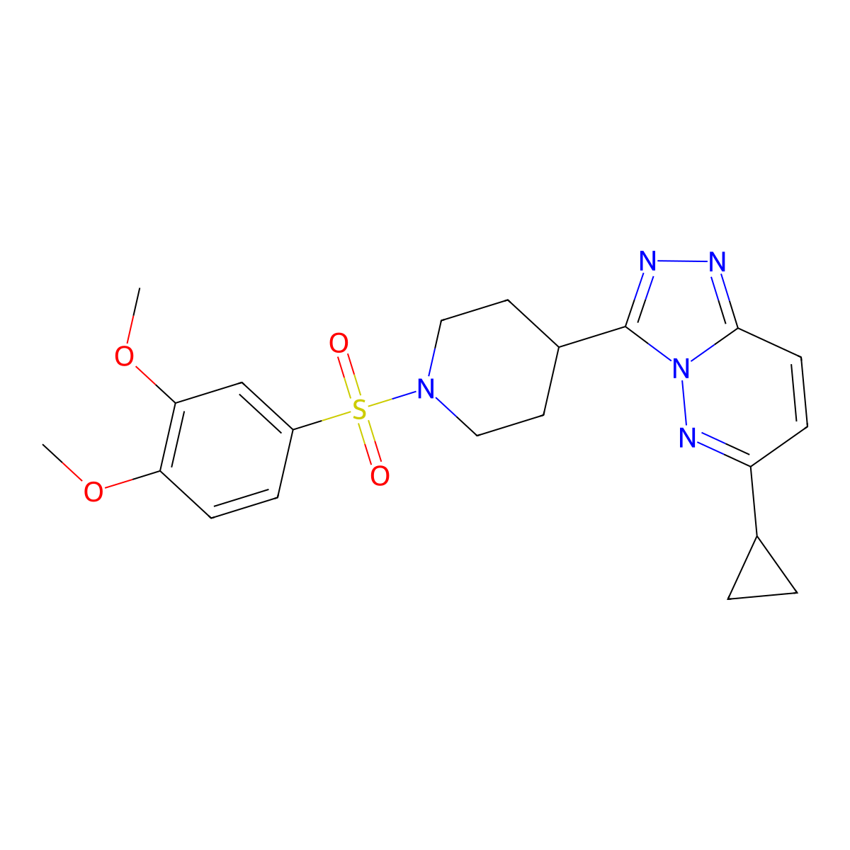 4-{6-Cyclopropyl-[1,2,4]triazolo[4,3-b]pyridazin-3-yl}-1-(3,4-dimethoxybenzenesulfonyl)piperidine molecular structure, CAS 2415501-00-5