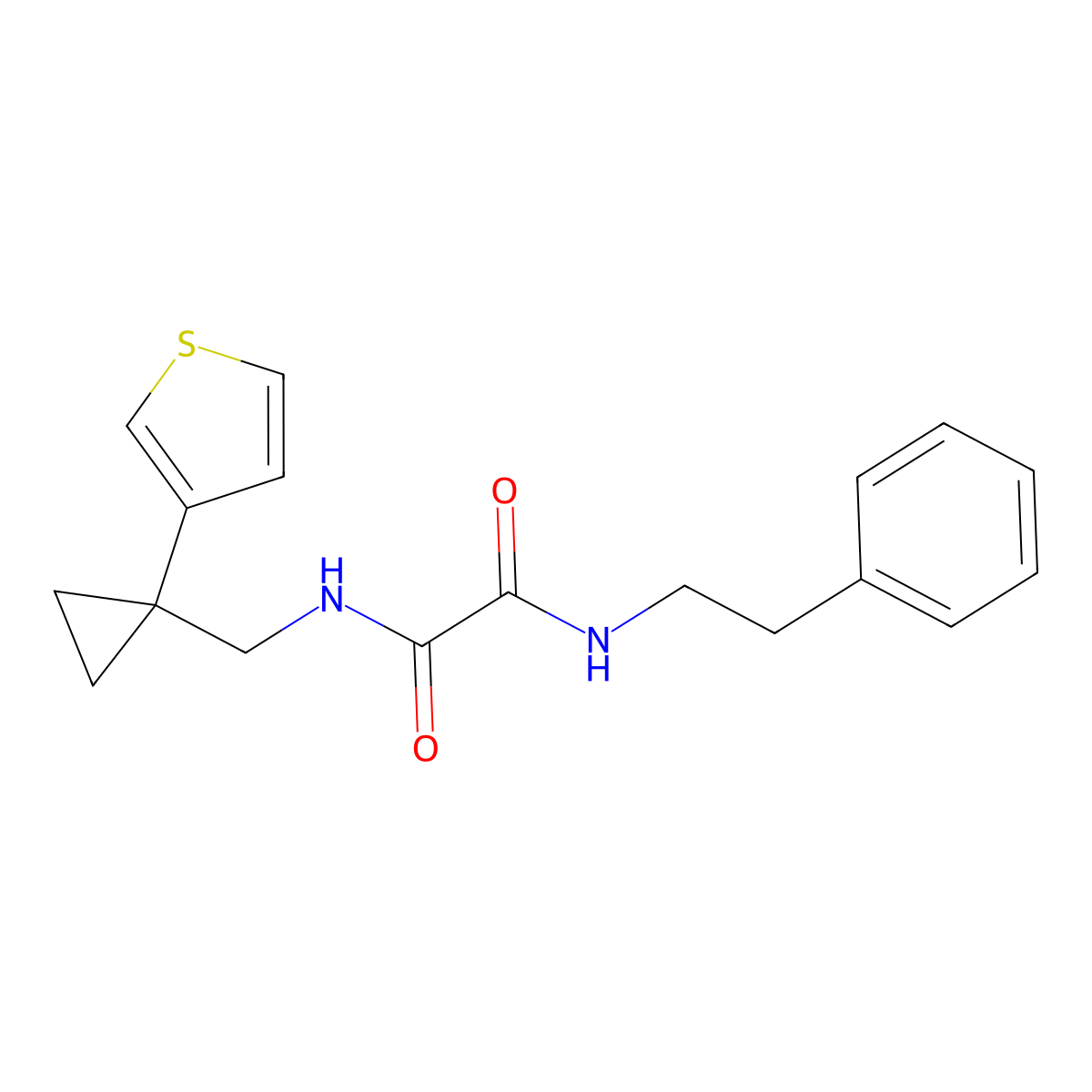 N'-(2-phenylethyl)-N-{[1-(thiophen-3-yl)cyclopropyl]methyl}ethanediamide molecular structure, CAS 2415501-03-8