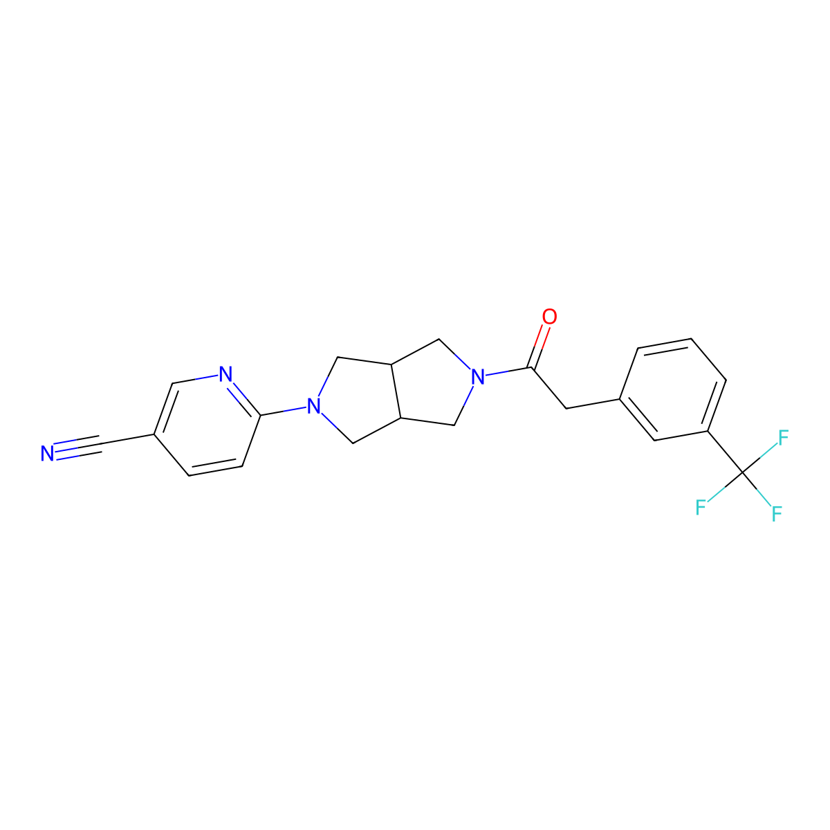 6-(5-{2-[3-(Trifluoromethyl)phenyl]acetyl}-octahydropyrrolo[3,4-c]pyrrol-2-yl)pyridine-3-carbonitrile molecular structure, CAS 2415501-06-1