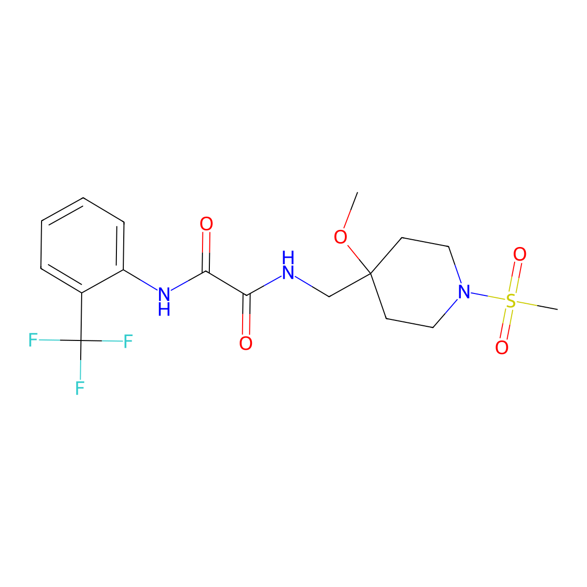 N-[(1-methanesulfonyl-4-methoxypiperidin-4-yl)methyl]-N'-[2-(trifluoromethyl)phenyl]ethanediamide molecular structure, CAS 2415501-08-3