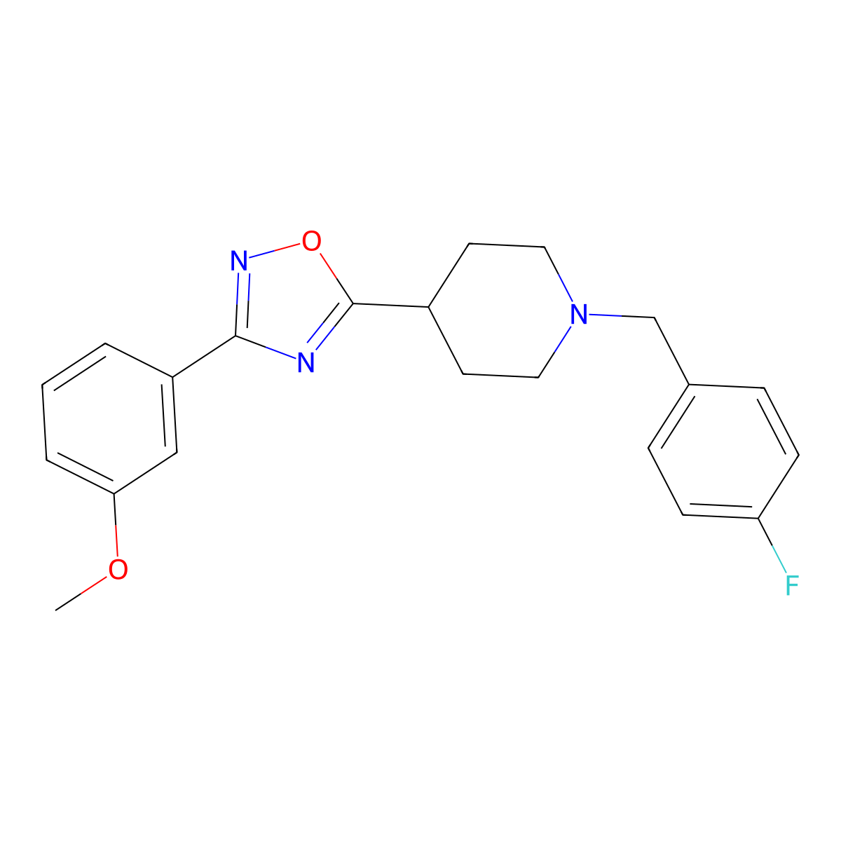 1-[(4-Fluorophenyl)methyl]-4-[3-(3-methoxyphenyl)-1,2,4-oxadiazol-5-yl]piperidine molecular structure, CAS 2415501-11-8