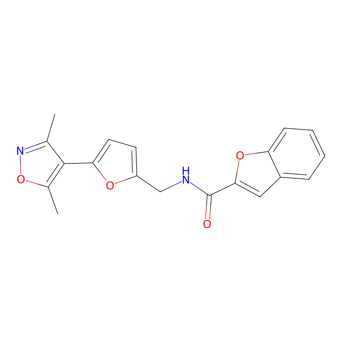 N-{[5-(3,5-dimethyl-1,2-oxazol-4-yl)furan-2-yl]methyl}-1-benzofuran-2-carboxamide molecular structure, CAS 2415501-17-4