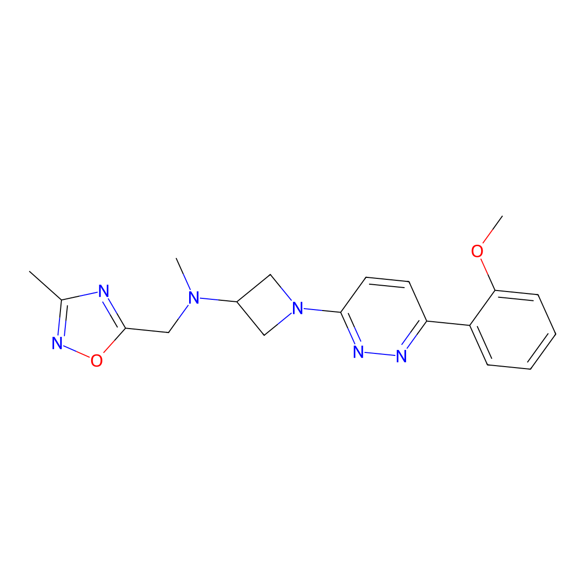 1-[6-(2-Methoxyphenyl)pyridazin-3-yl]-N-methyl-N-[(3-methyl-1,2,4-oxadiazol-5-yl)methyl]azetidin-3-amine molecular structure, CAS 2415501-19-6