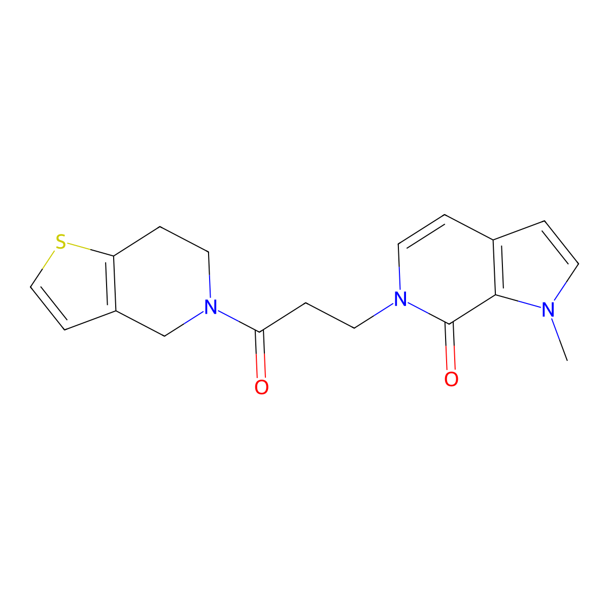 1-methyl-6-(3-oxo-3-{4H,5H,6H,7H-thieno[3,2-c]pyridin-5-yl}propyl)-1H,6H,7H-pyrrolo[2,3-c]pyridin-7-one molecular structure, CAS 2415501-24-3