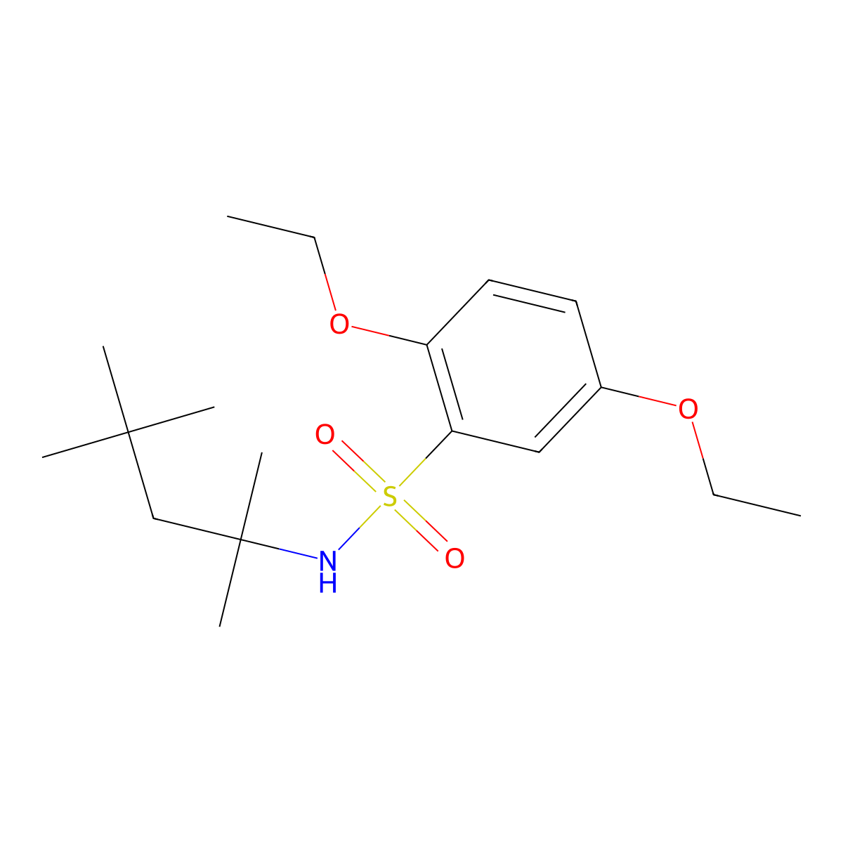 2,5-diethoxy-N-(2,4,4-trimethylpentan-2-yl)benzene-1-sulfonamide molecular structure, CAS 2415501-27-6
