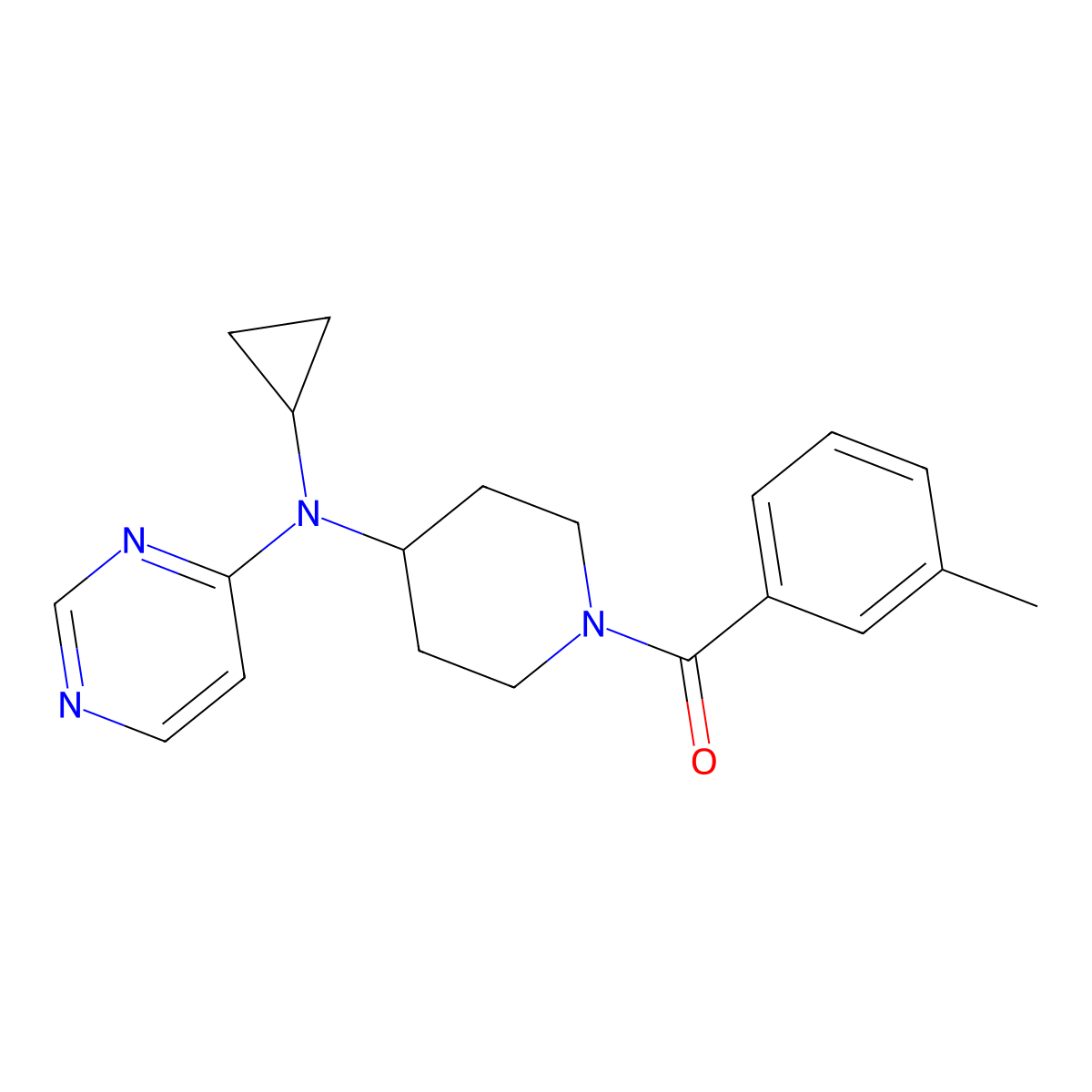 N-cyclopropyl-N-[1-(3-methylbenzoyl)piperidin-4-yl]pyrimidin-4-amine molecular structure, CAS 2415501-28-7