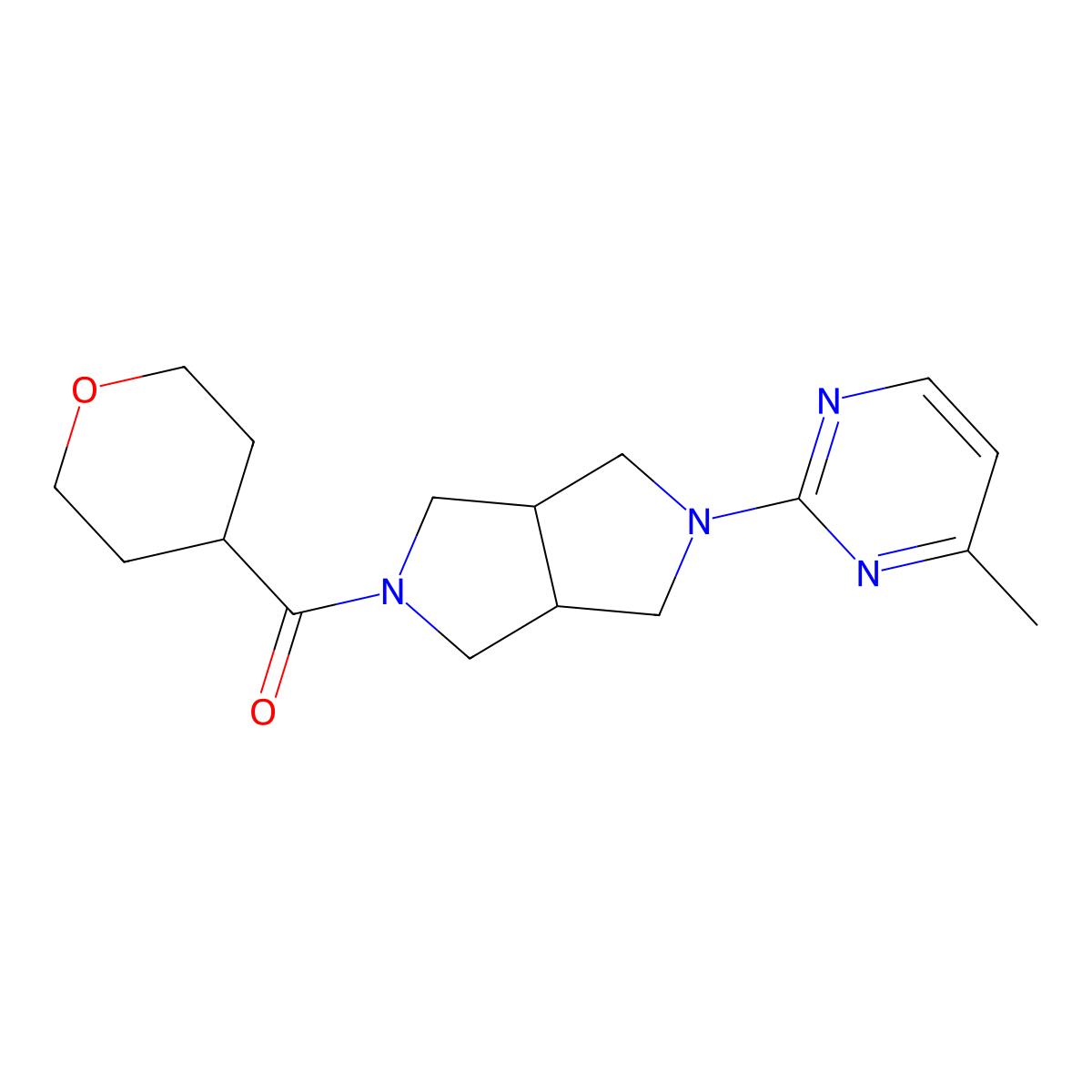 4-Methyl-2-[5-(oxane-4-carbonyl)-octahydropyrrolo[3,4-c]pyrrol-2-yl]pyrimidine molecular structure, CAS 2415501-30-1