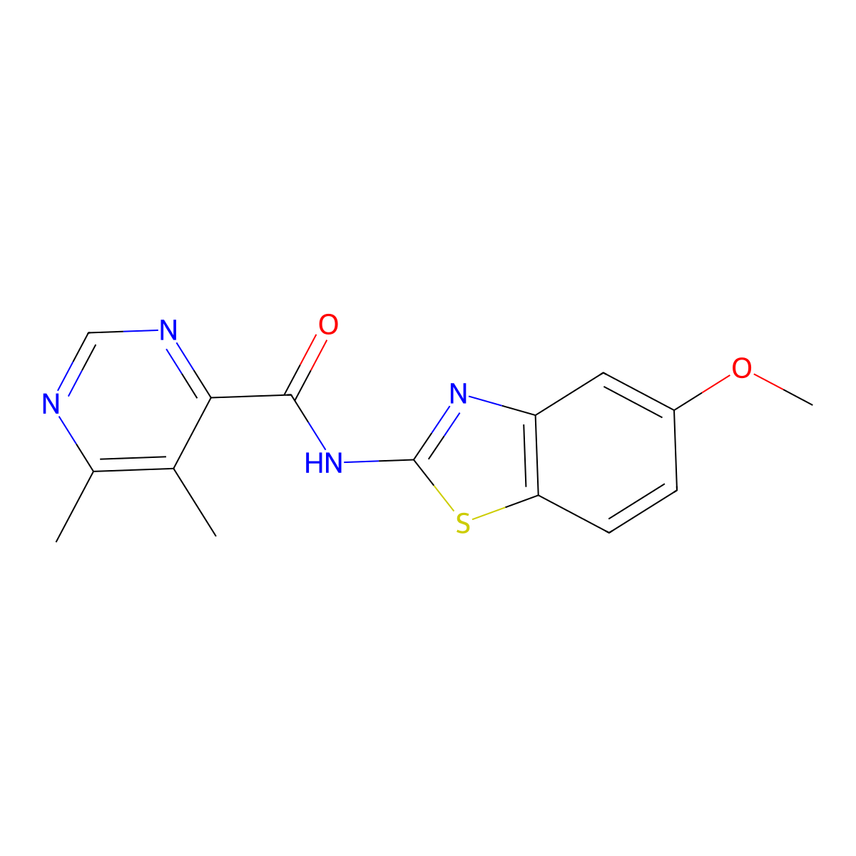 N-(5-Methoxy-1,3-benzothiazol-2-yl)-5,6-dimethylpyrimidine-4-carboxamide molecular structure, CAS 2415501-35-6