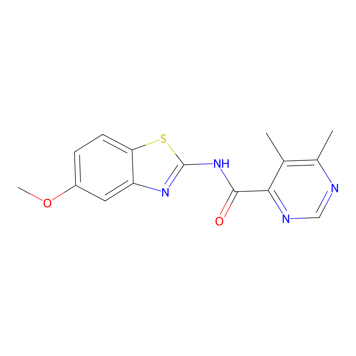 N-(5-Methoxy-1,3-benzothiazol-2-yl)-5,6-dimethylpyrimidine-4-carboxamide molecular structure, CAS 2415501-35-6