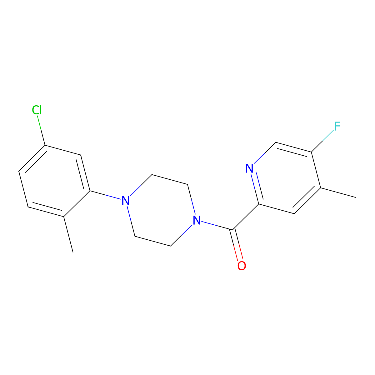 1-(5-Chloro-2-methylphenyl)-4-(5-fluoro-4-methylpyridine-2-carbonyl)piperazine molecular structure, CAS 2415501-36-7