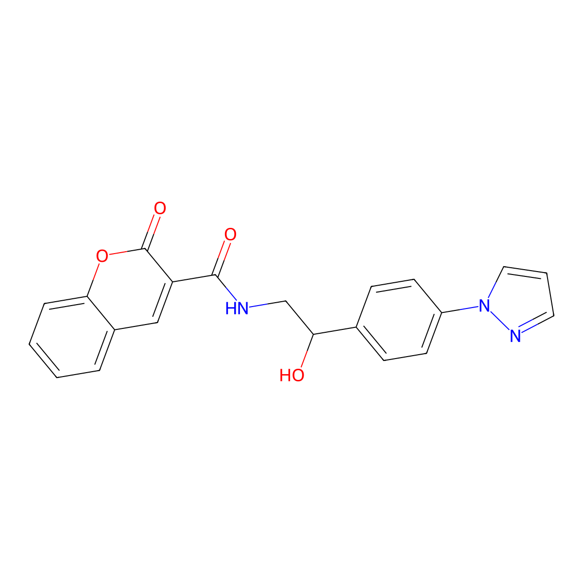 N-{2-hydroxy-2-[4-(1H-pyrazol-1-yl)phenyl]ethyl}-2-oxo-2H-chromene-3-carboxamide molecular structure, CAS 2415501-45-8