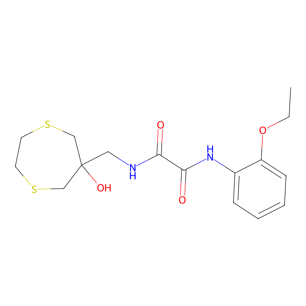 N-(2-ethoxyphenyl)-N'-[(6-hydroxy-1,4-dithiepan-6-yl)methyl]ethanediamide molecular structure, CAS 2415501-51-6