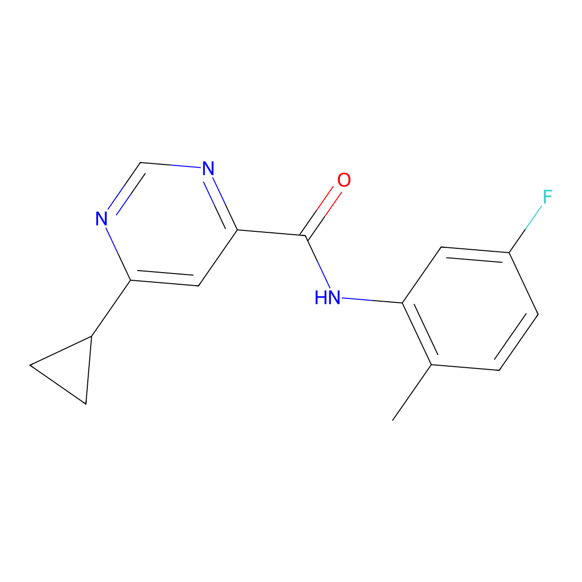 6-Cyclopropyl-N-(5-fluoro-2-methylphenyl)pyrimidine-4-carboxamide molecular structure, CAS 2415501-61-8