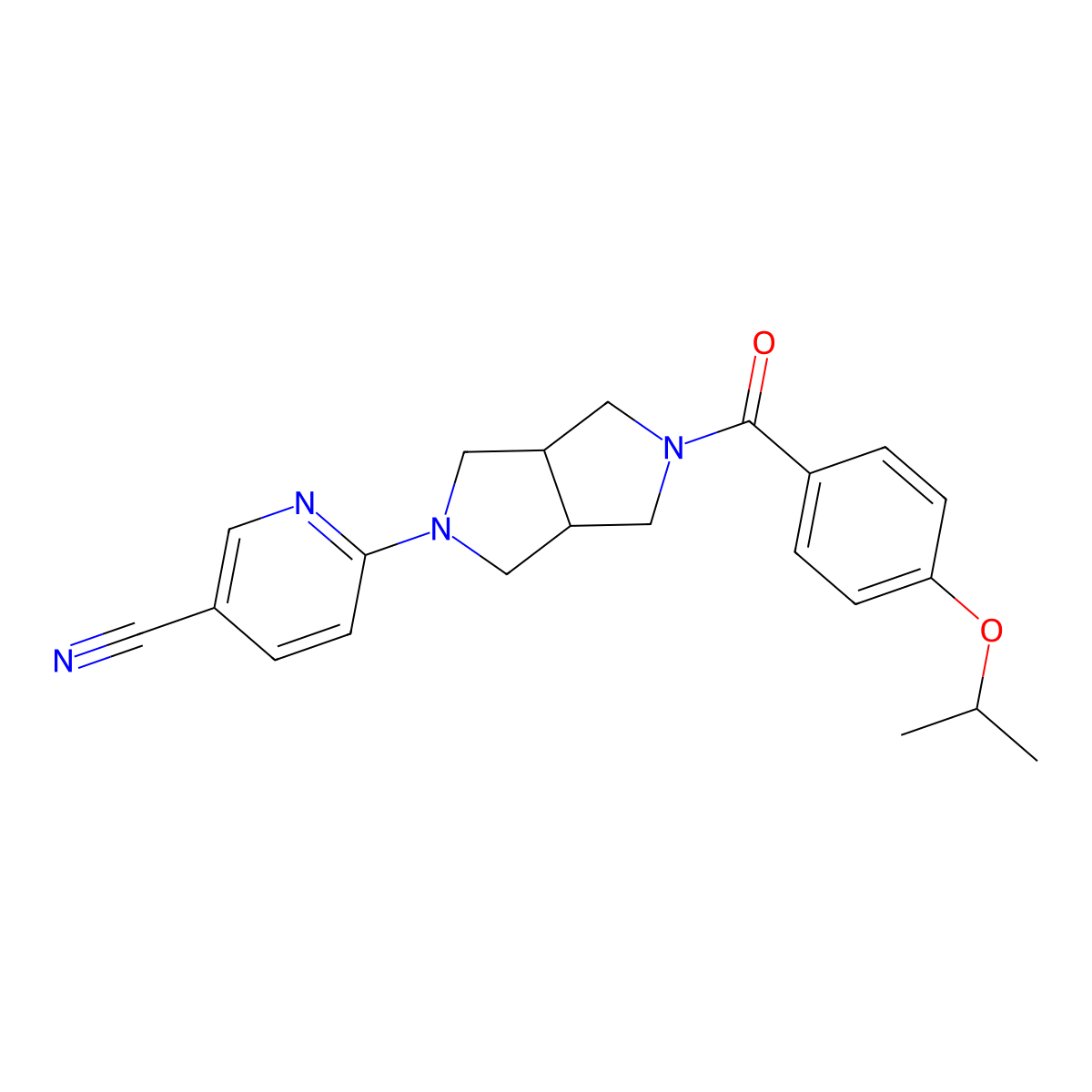 6-{5-[4-(Propan-2-yloxy)benzoyl]-octahydropyrrolo[3,4-c]pyrrol-2-yl}pyridine-3-carbonitrile molecular structure, CAS 2415501-62-9