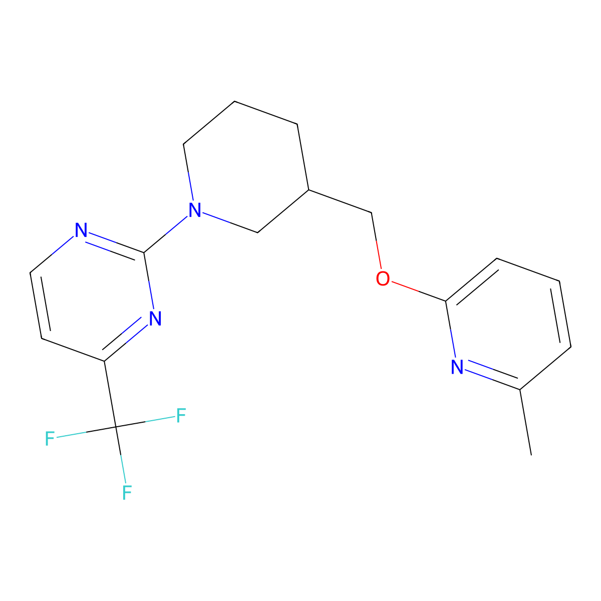2-(3-{[(6-Methylpyridin-2-yl)oxy]methyl}piperidin-1-yl)-4-(trifluoromethyl)pyrimidine molecular structure, CAS 2415501-65-2