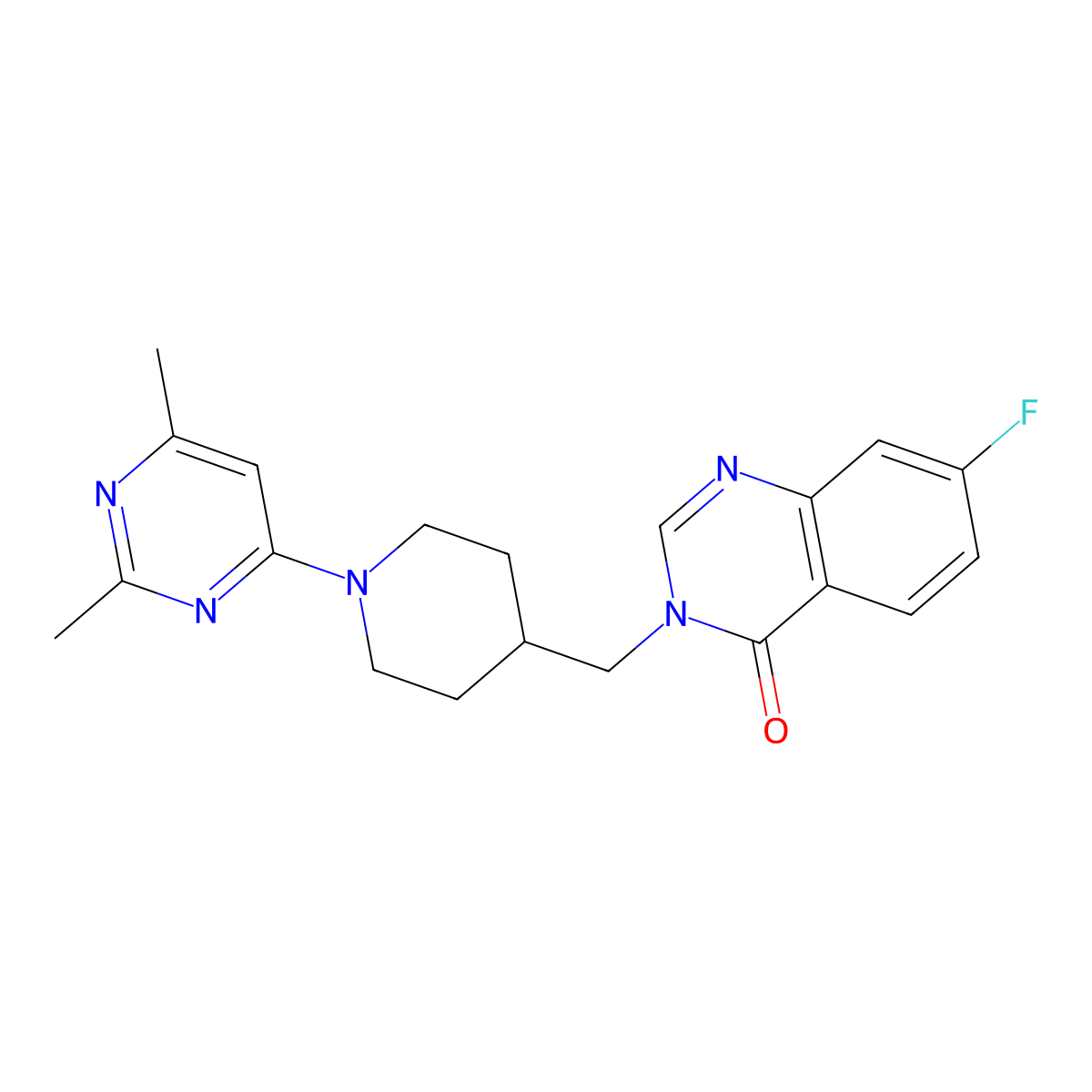 3-{[1-(2,6-Dimethylpyrimidin-4-yl)piperidin-4-yl]methyl}-7-fluoro-3,4-dihydroquinazolin-4-one molecular structure, CAS 2415501-68-5