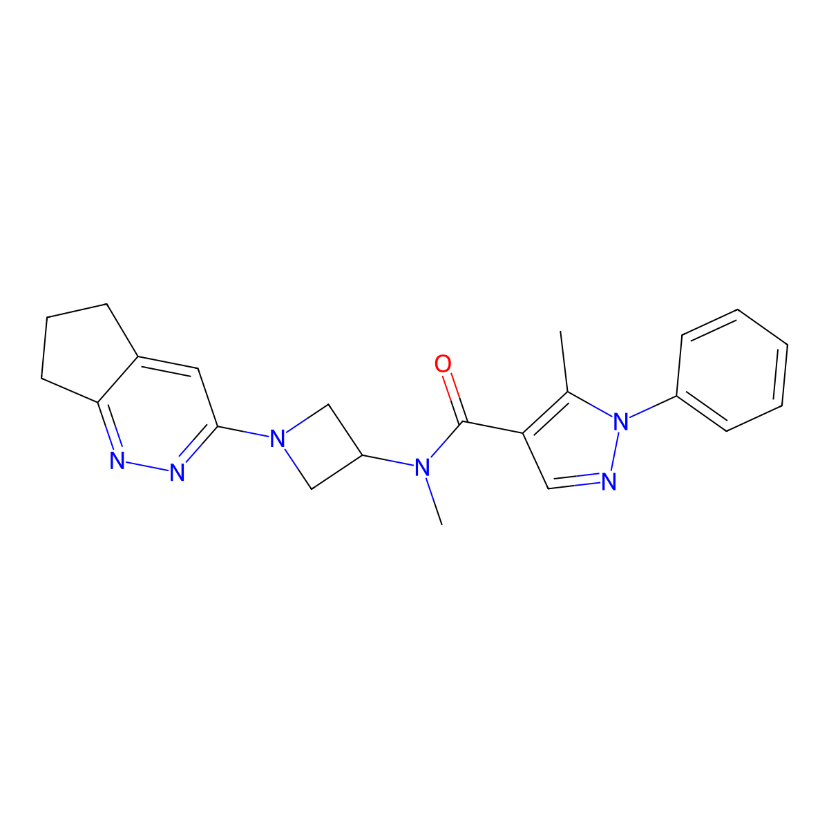 N-(1-{5H,6H,7H-cyclopenta[c]pyridazin-3-yl}azetidin-3-yl)-N,5-dimethyl-1-phenyl-1H-pyrazole-4-carboxamide molecular structure, CAS 2415501-78-7