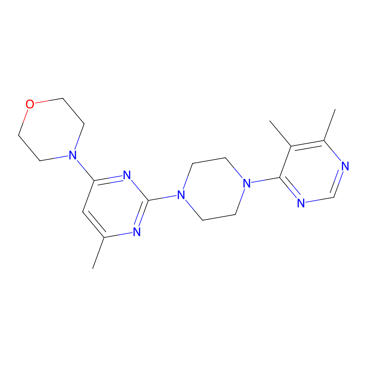 4-{2-[4-(5,6-Dimethylpyrimidin-4-yl)piperazin-1-yl]-6-methylpyrimidin-4-yl}morpholine molecular structure, CAS 2415501-79-8