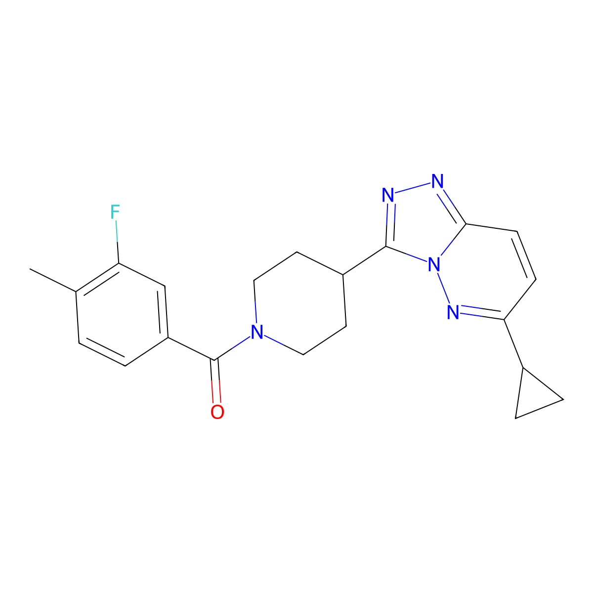 4-{6-Cyclopropyl-[1,2,4]triazolo[4,3-b]pyridazin-3-yl}-1-(3-fluoro-4-methylbenzoyl)piperidine molecular structure, CAS 2415501-80-1