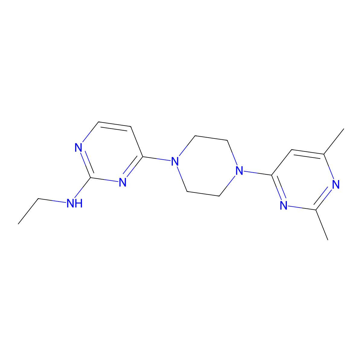 4-[4-(2,6-Dimethylpyrimidin-4-yl)piperazin-1-yl]-N-ethylpyrimidin-2-amine molecular structure, CAS 2415501-81-2