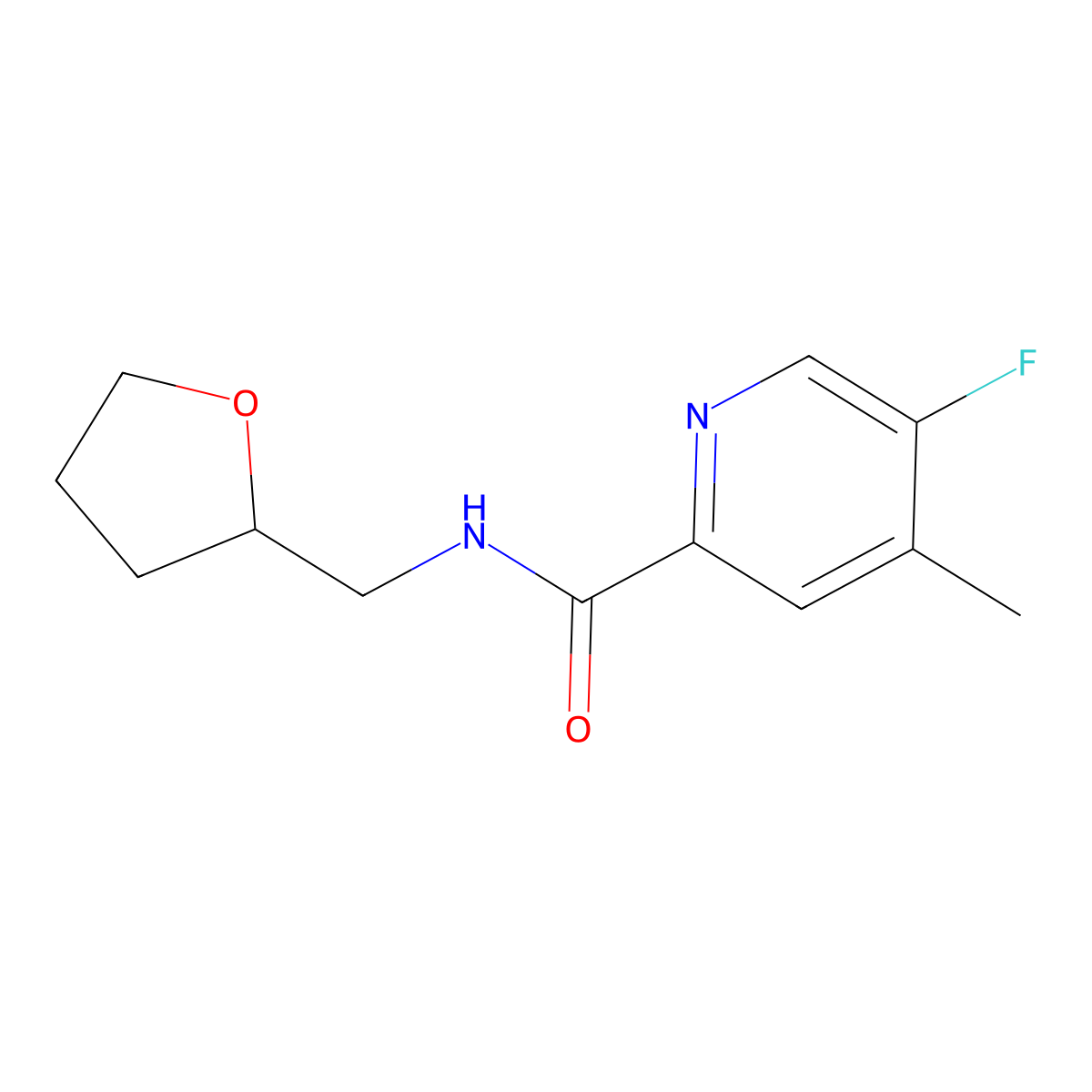 5-fluoro-4-methyl-N-[(oxolan-2-yl)methyl]pyridine-2-carboxamide molecular structure, CAS 2415501-82-3