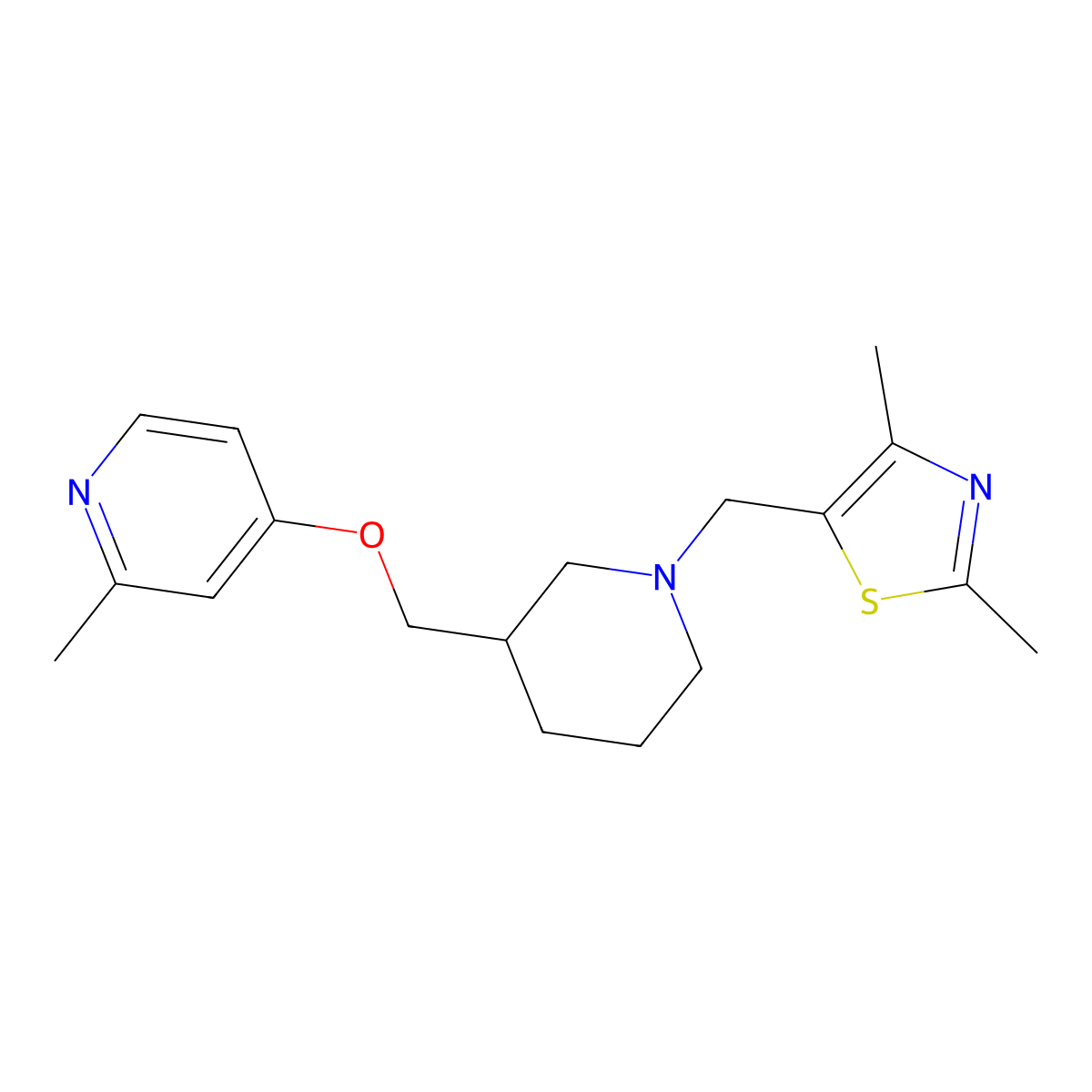 4-({1-[(2,4-Dimethyl-1,3-thiazol-5-yl)methyl]piperidin-3-yl}methoxy)-2-methylpyridine molecular structure, CAS 2415501-88-9