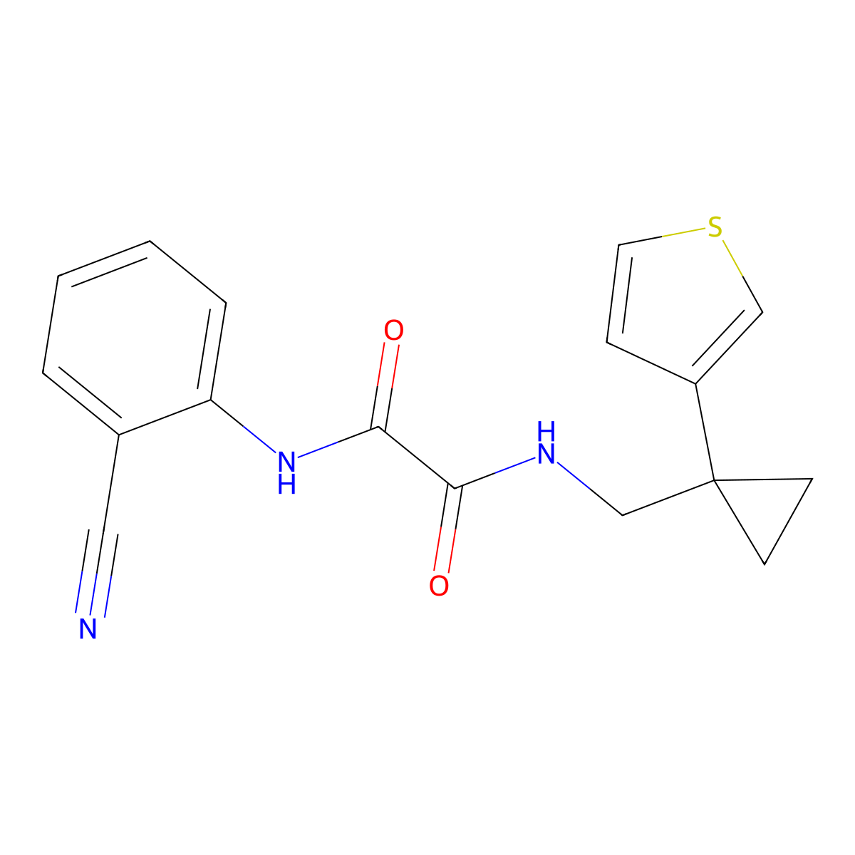 N'-(2-Cyanophenyl)-N-[(1-thiophen-3-ylcyclopropyl)methyl]oxamide molecular structure, CAS 2415501-89-0