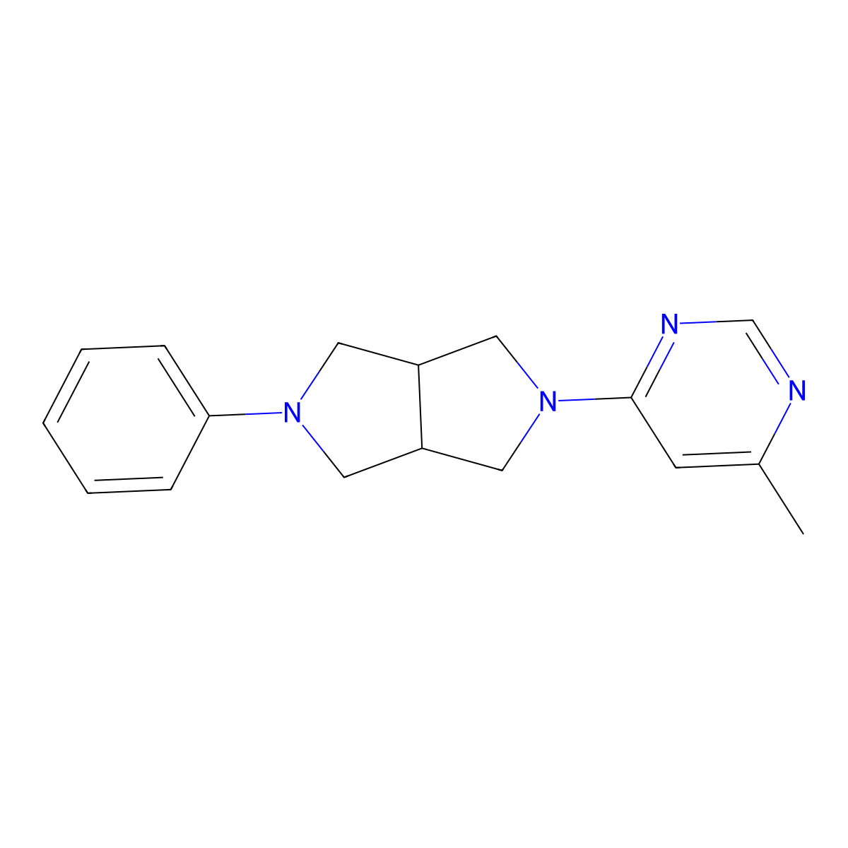 4-Methyl-6-{5-phenyl-octahydropyrrolo[3,4-c]pyrrol-2-yl}pyrimidine molecular structure, CAS 2415501-93-6