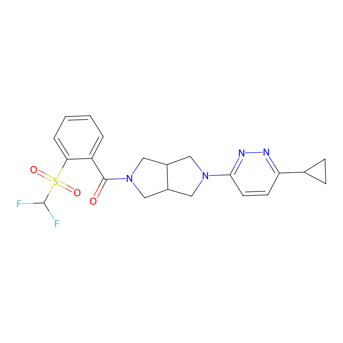 3-Cyclopropyl-6-[5-(2-difluoromethanesulfonylbenzoyl)-octahydropyrrolo[3,4-c]pyrrol-2-yl]pyridazine molecular structure, CAS 2415501-95-8