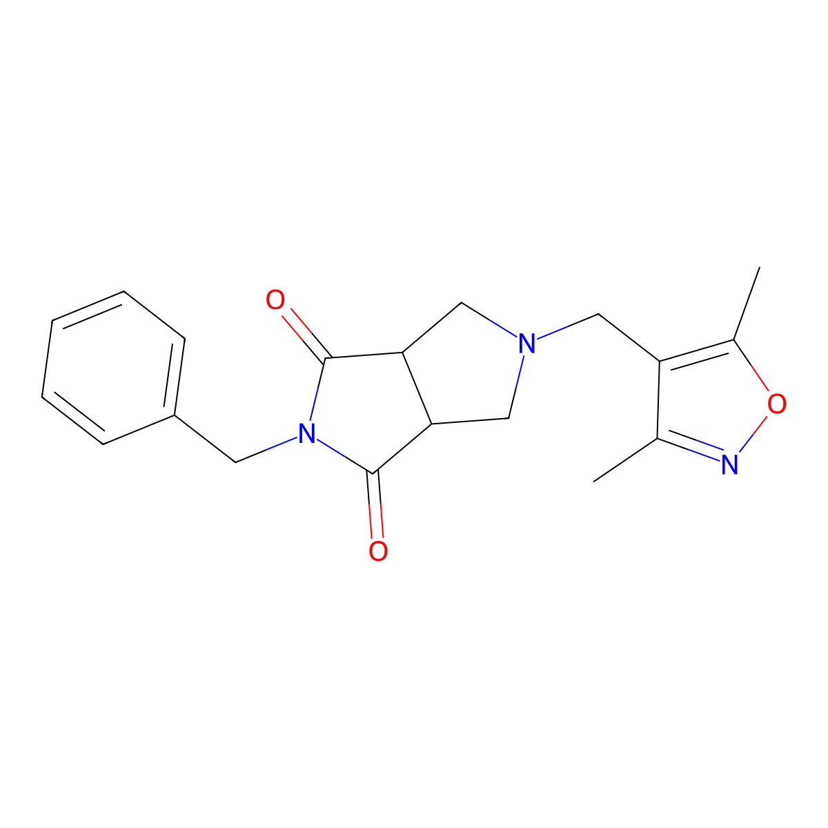 2-Benzyl-5-[(3,5-dimethyl-1,2-oxazol-4-yl)methyl]-octahydropyrrolo[3,4-c]pyrrole-1,3-dione molecular structure, CAS 2415501-96-9