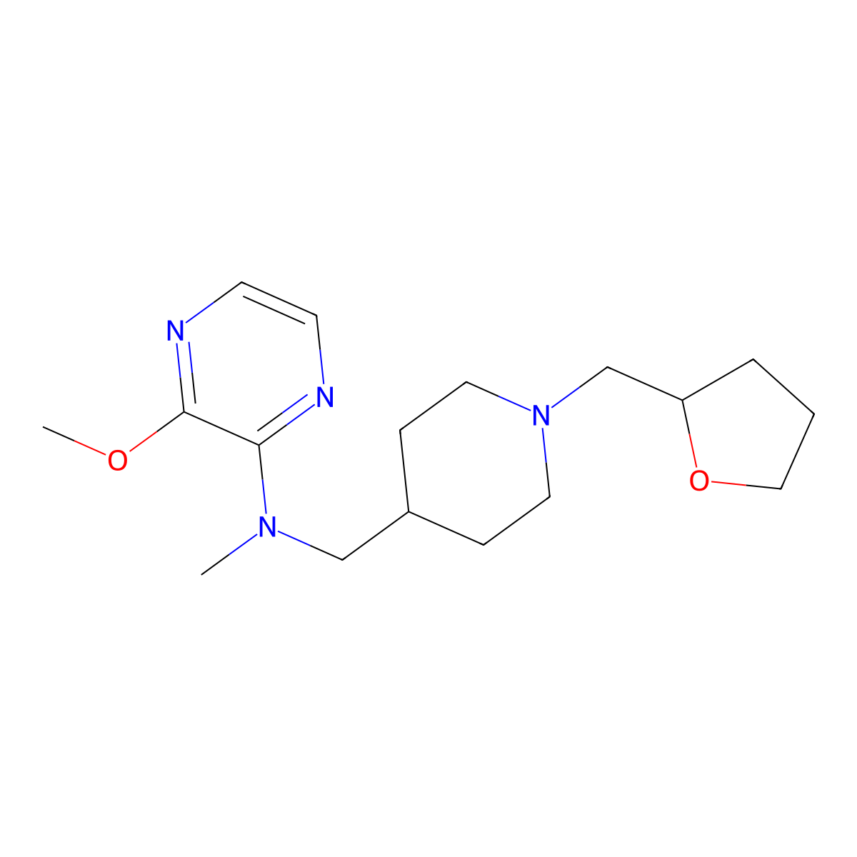 3-methoxy-N-methyl-N-({1-[(oxolan-2-yl)methyl]piperidin-4-yl}methyl)pyrazin-2-amine molecular structure, CAS 2415501-97-0