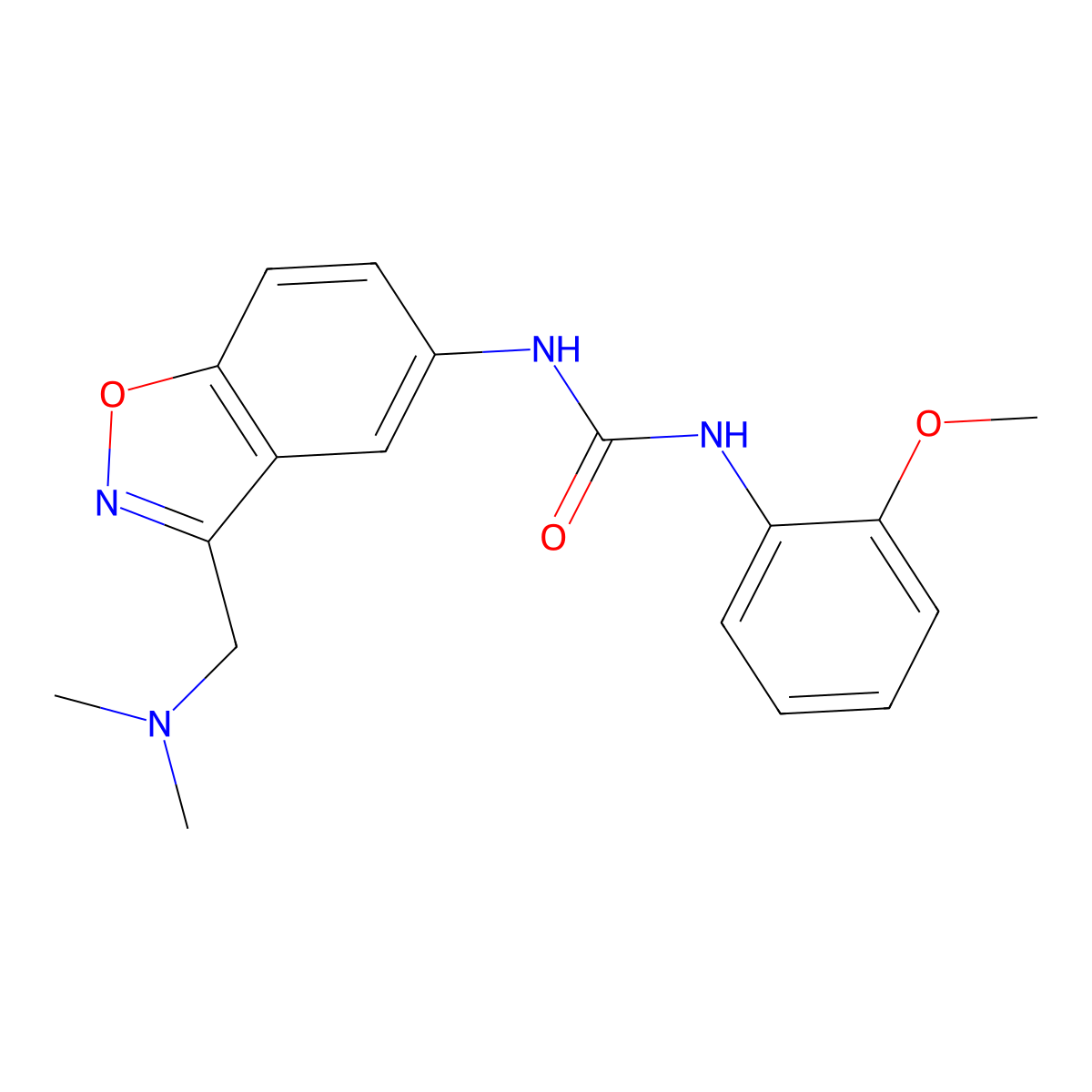 3-{3-[(Dimethylamino)methyl]-1,2-benzoxazol-5-yl}-1-(2-methoxyphenyl)urea molecular structure, CAS 2415502-00-8