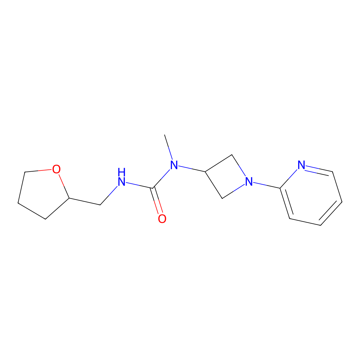 3-Methyl-1-[(oxolan-2-yl)methyl]-3-[1-(pyridin-2-yl)azetidin-3-yl]urea molecular structure, CAS 2415502-01-9