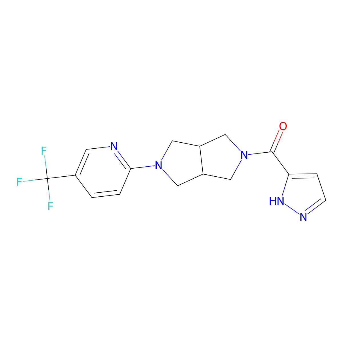 2-[5-(1H-pyrazole-3-carbonyl)-octahydropyrrolo[3,4-c]pyrrol-2-yl]-5-(trifluoromethyl)pyridine molecular structure, CAS 2415502-04-2