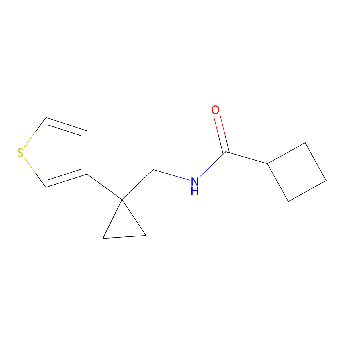 N-{[1-(thiophen-3-yl)cyclopropyl]methyl}cyclobutanecarboxamide molecular structure, CAS 2415502-05-3