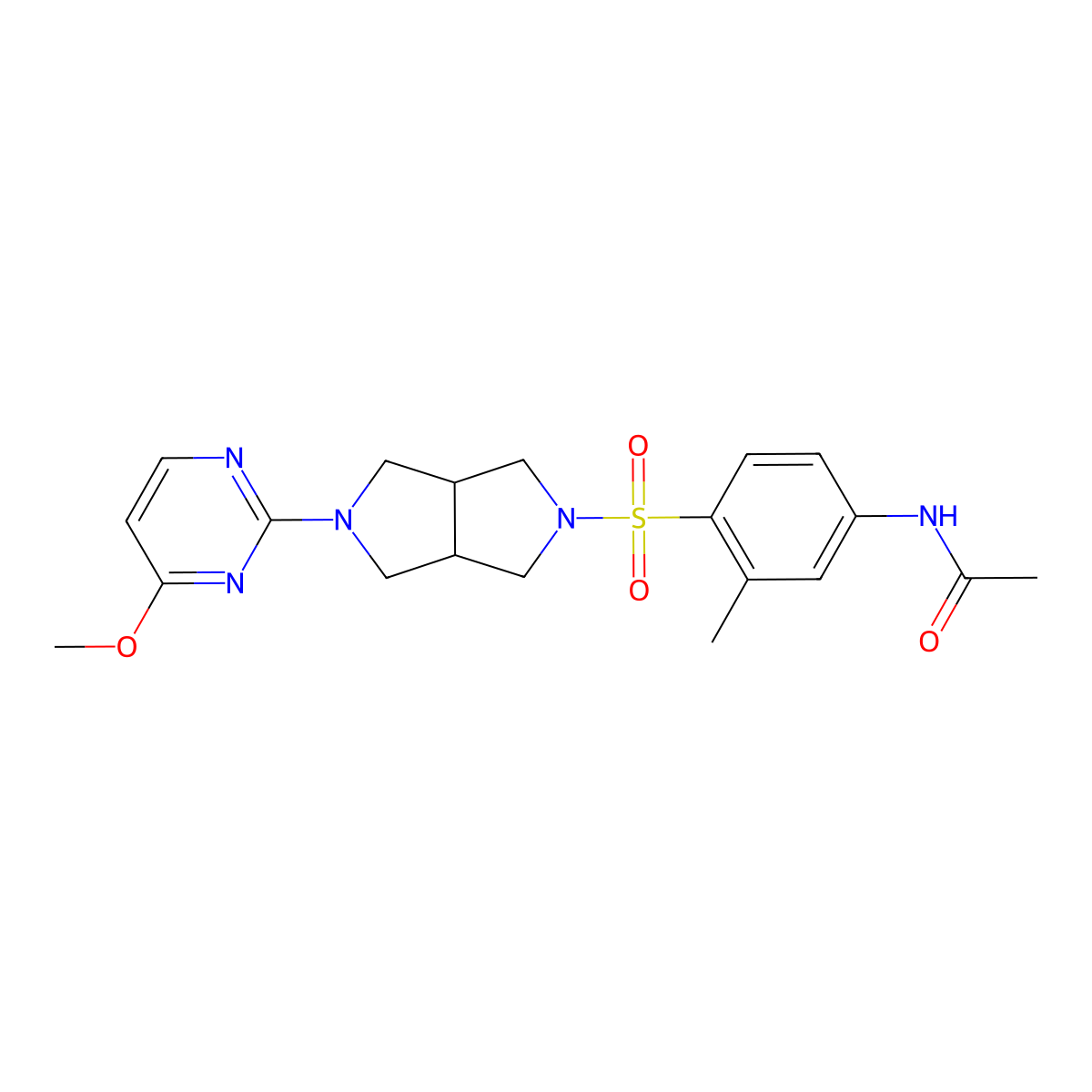 N-(4-{[5-(4-methoxypyrimidin-2-yl)-octahydropyrrolo[3,4-c]pyrrol-2-yl]sulfonyl}-3-methylphenyl)acetamide molecular structure, CAS 2415502-11-1